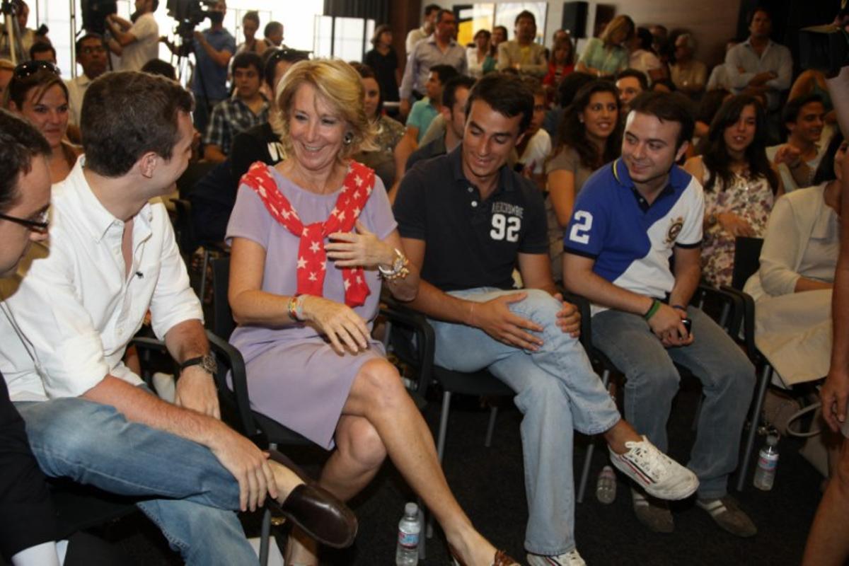 Escuela de verano del PP, con Esperanza Aguirre, Pablo Casado y Ángel Carromero.