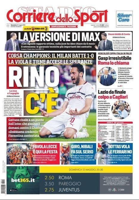 Portada CORRIERE DELLO SPORT domingo 12 mayo 2019