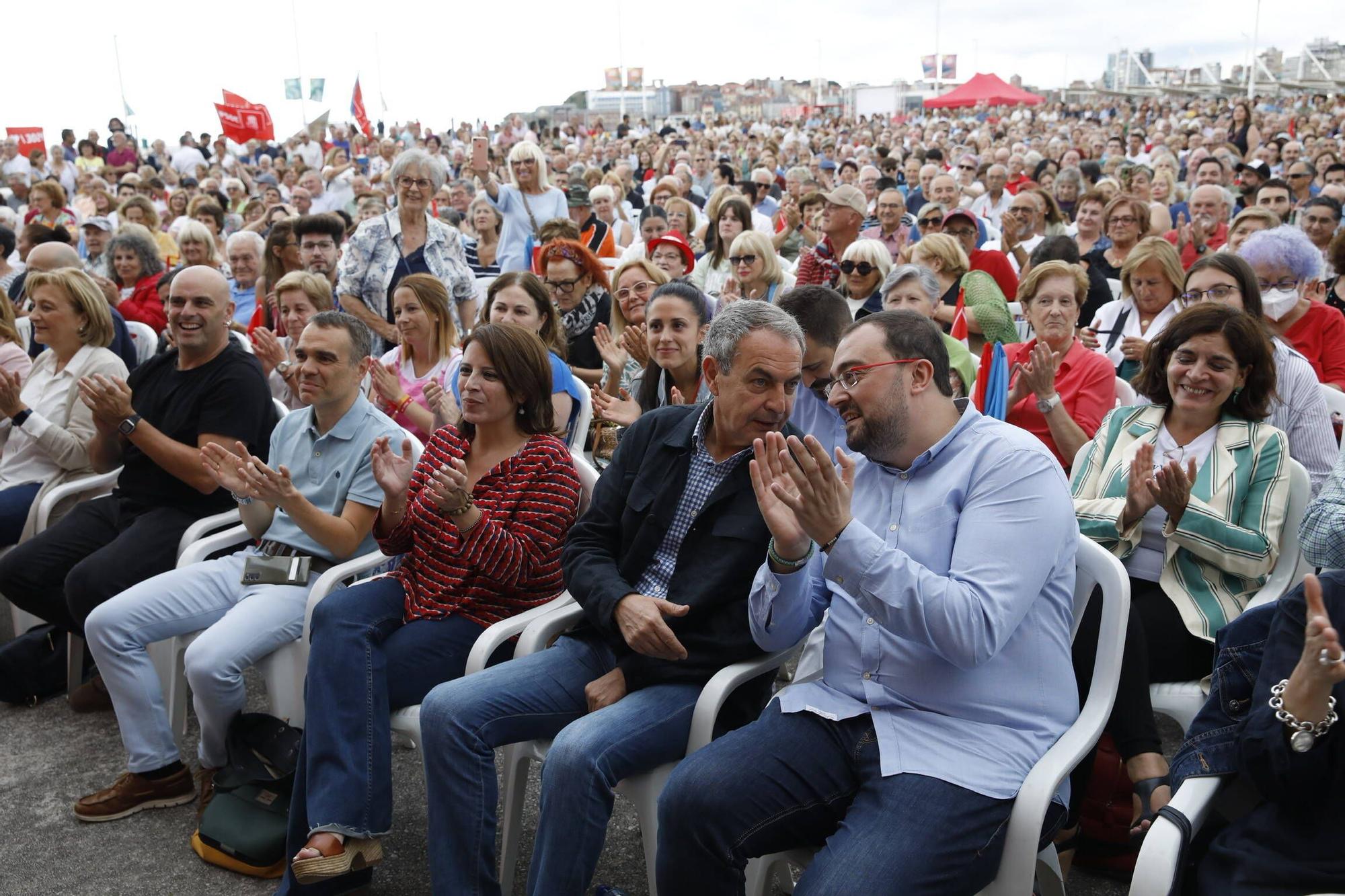 El mitin del PSOE con José Luis Rodríguez Zapatero en Gijón, en imágenes
