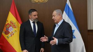 El presidente de Vox, Santiago Abascal, se reúne con el primer ministro israelí, Benjamín Netanyahu, en Israel