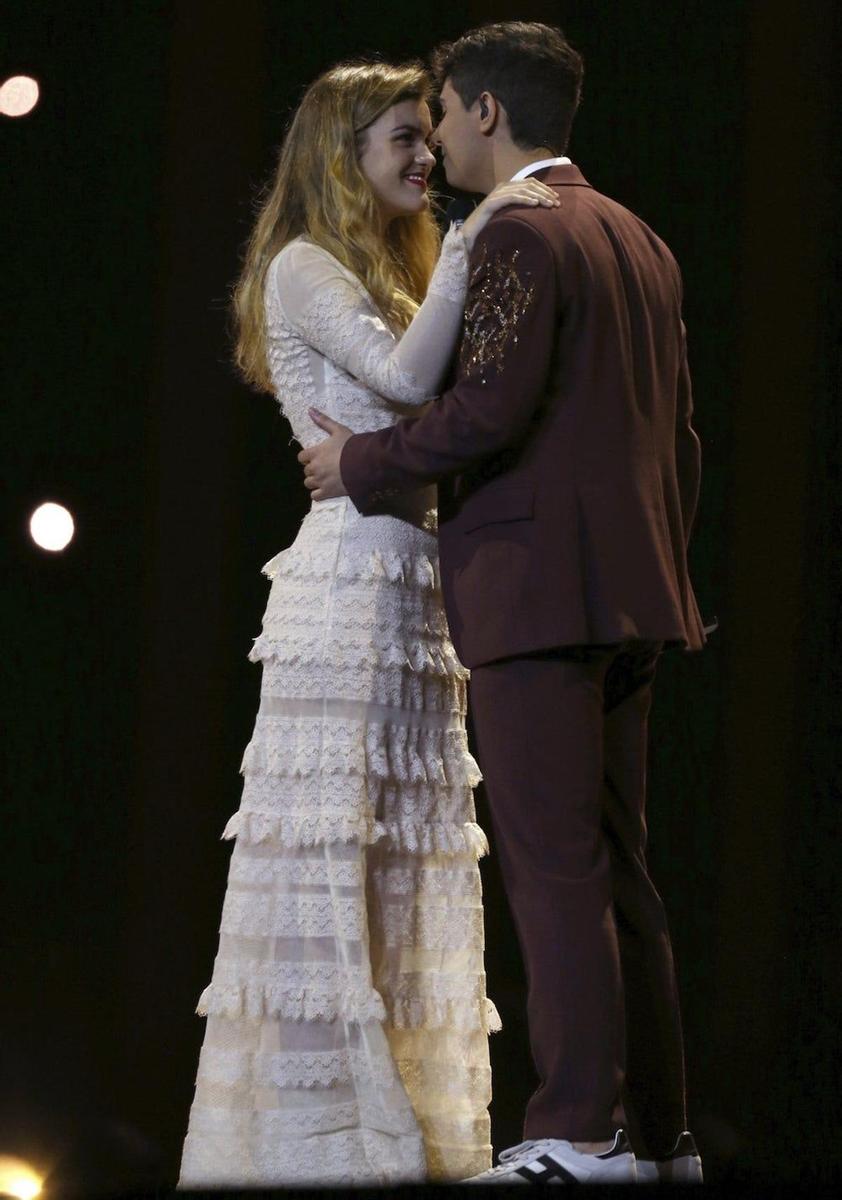 Amaia y Alfred en el primer ensayo general de Eurovisión