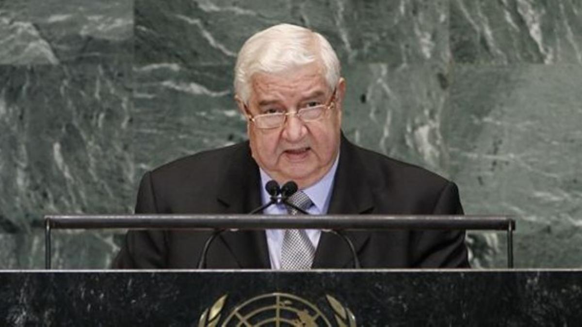 Moallem se dirige a los asistentes en la Asamblea General de la ONU, este lunes.