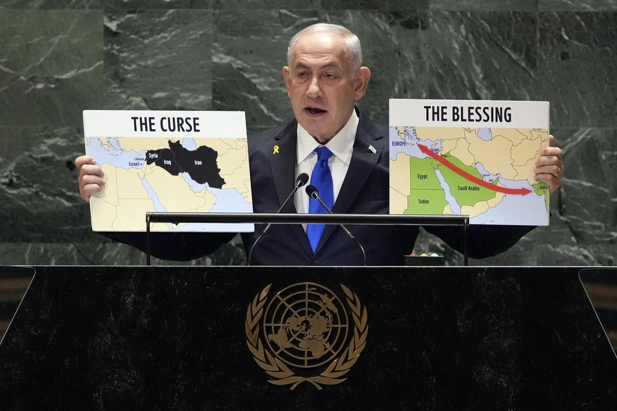 Binyamín Netanyahu se dirige a la Asamblea General de la ONU en septiembre de 2024.