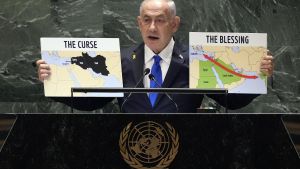 Binyamín Netanyahu se dirige a la Asamblea General de la ONU en septiembre de 2024.