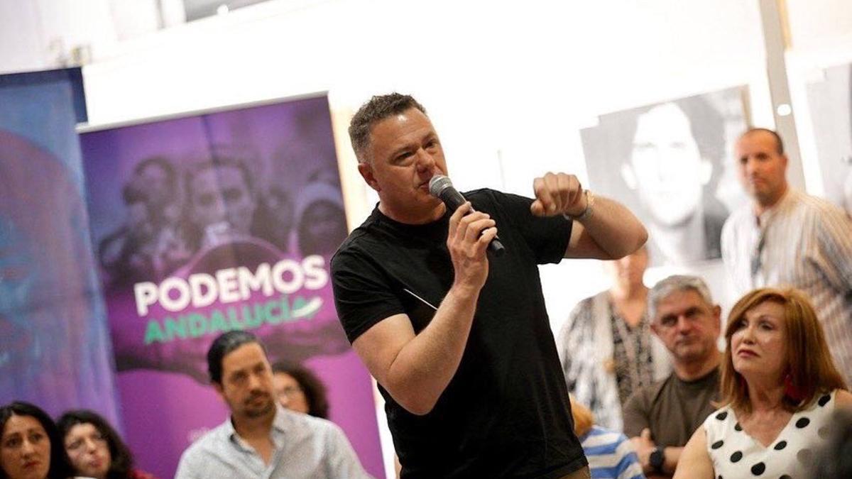 Juan Antonio Delgado Ramos,  diputado en el Congreso por Cádiz de Unidas Podemos durante su campaña para liderar la candidatura para las elecciones de Andalucía.