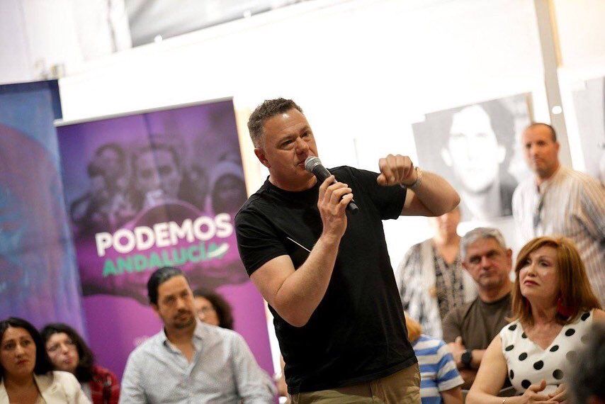 Juan Antonio Delgado Ramos,  diputado en el Congreso por Cádiz de Unidas Podemos durante su campaña para liderar la candidatura para las elecciones de Andalucía.