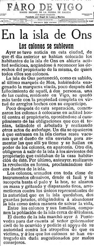 La noticia de FARO publicada el 17 de junio de 1921.   | // FDV