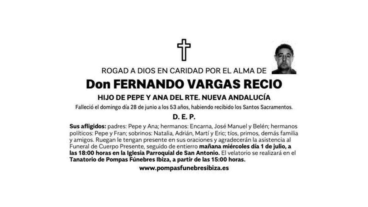 Esquela Fernando Vargas Recio