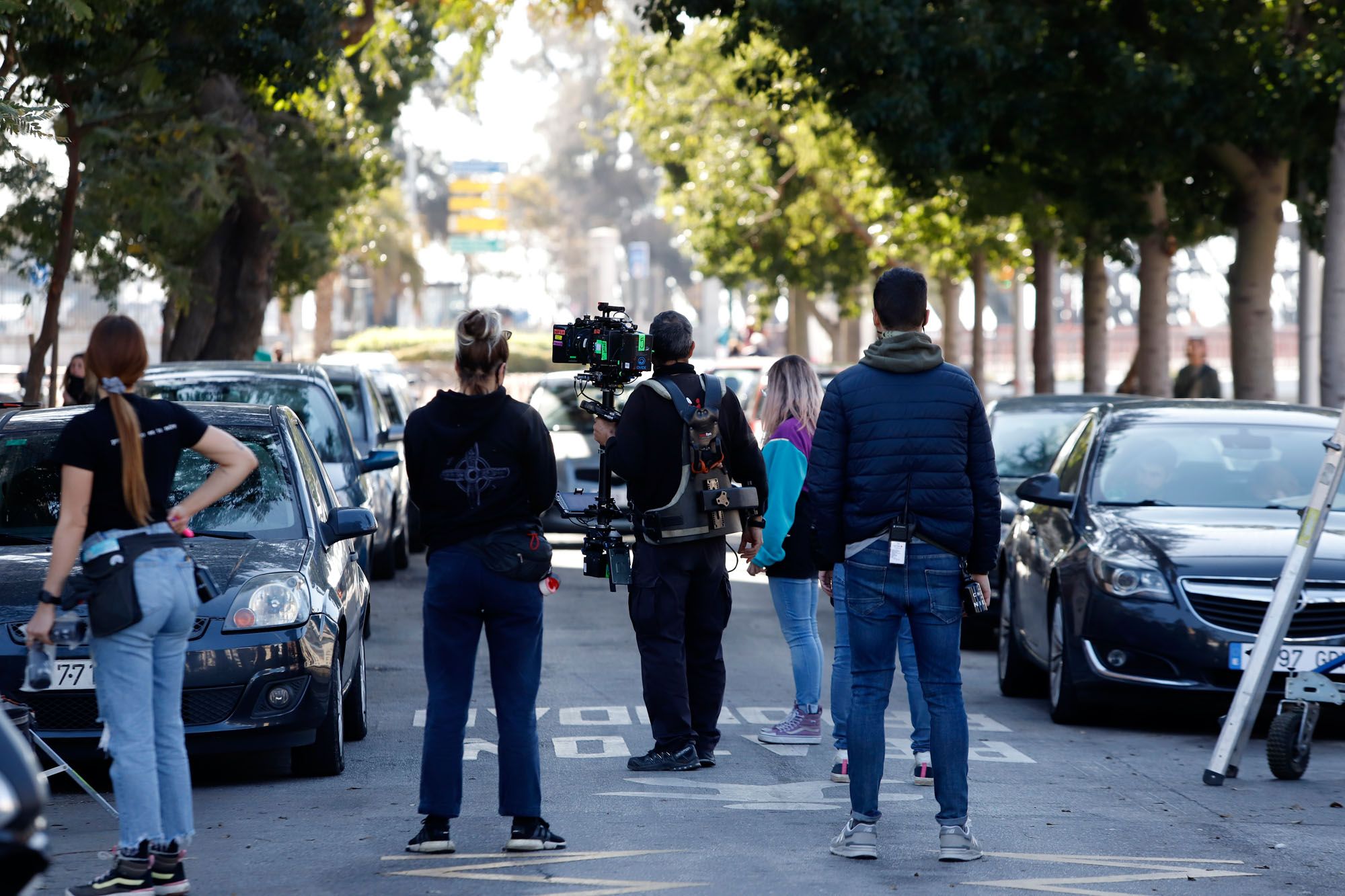 Rodaje de la serie 'La chica de nieve' de Netflix en Málaga.