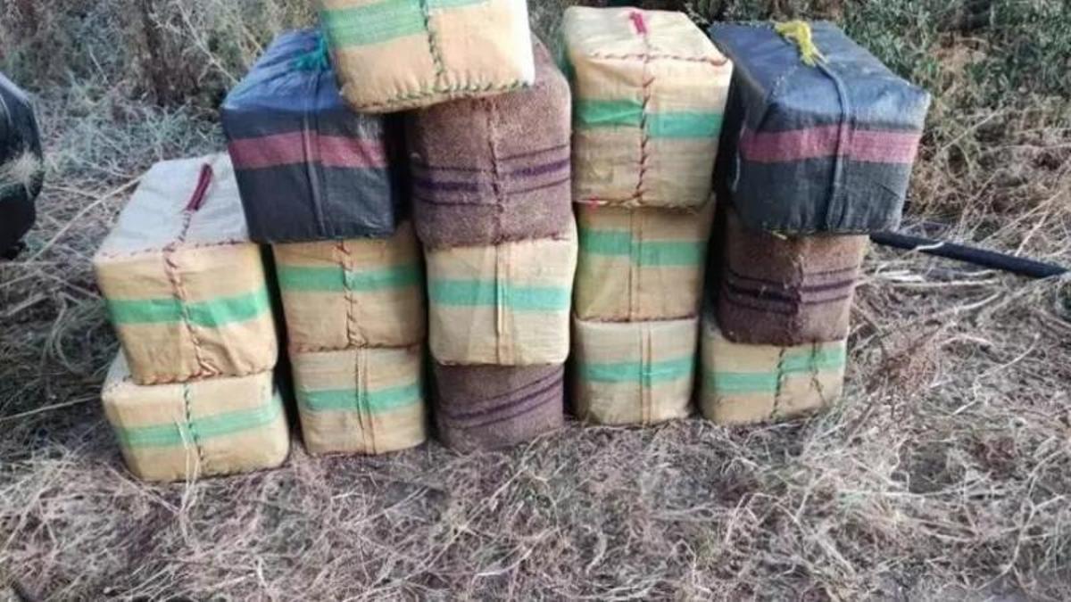 Fardos de hachís intervenidos en una operación policial, en una imagen de archivo.