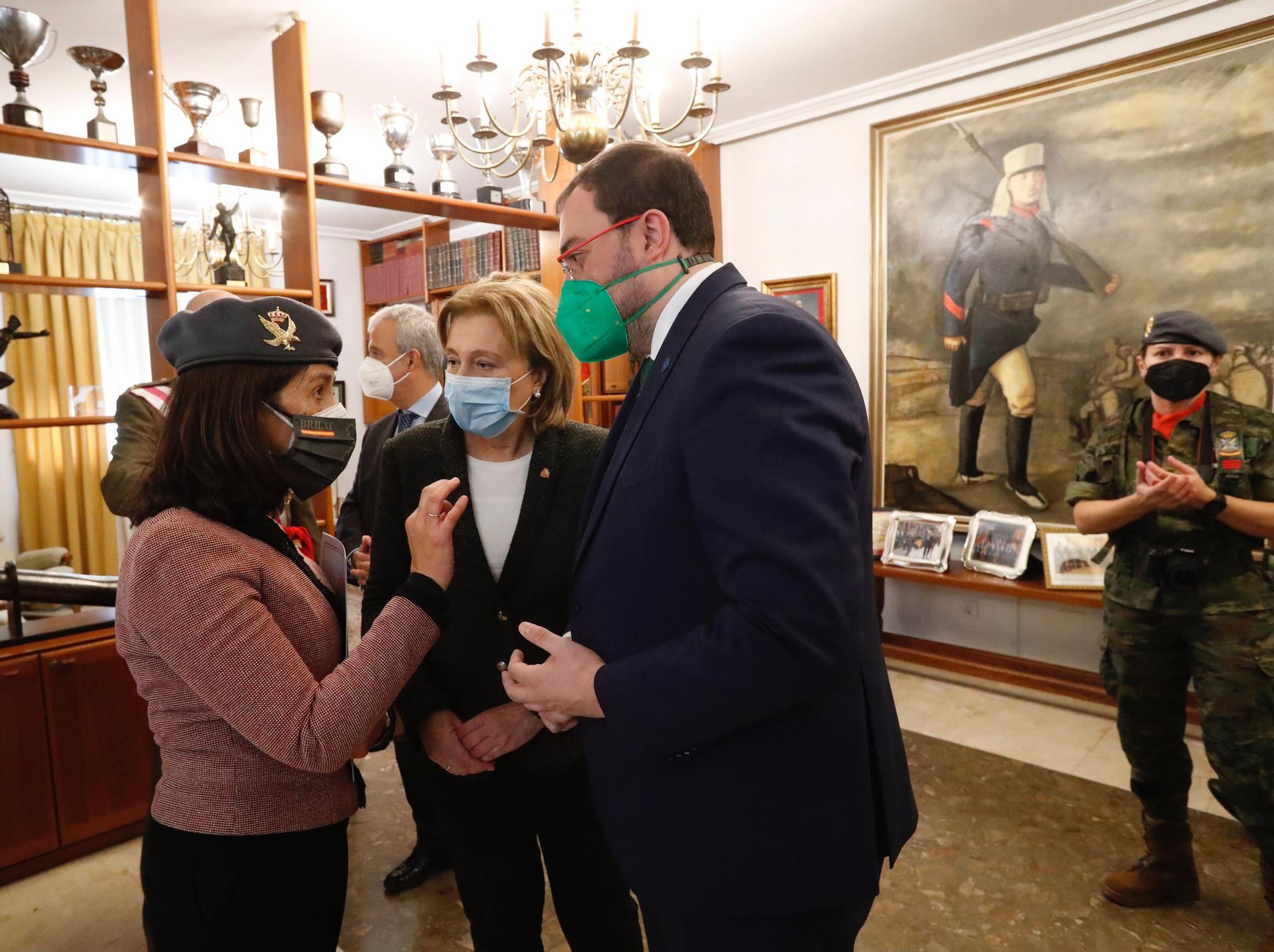 Adrián Barbón  en los actos conmemorativos de la festividad de la Inmaculada Concepción, patrona del Arma de Infantería, en Cabo Noval