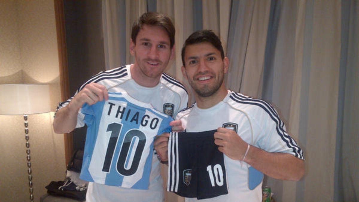 Messi y Agüero en una concentración de la albiceleste