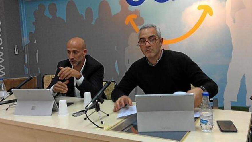 Ferran Fernández i Xavier Serramalera, ahir exposant els resultats