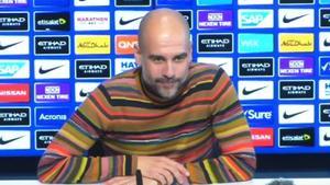 Guardiola, en la rueda de prensa de este viernes. 