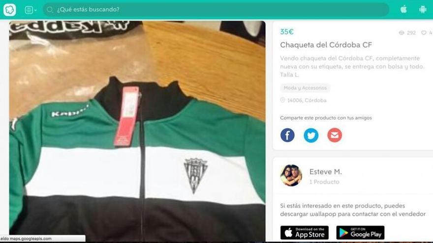 Un jugador del Córdoba CF pone a la venta ropa del club en Wallapop