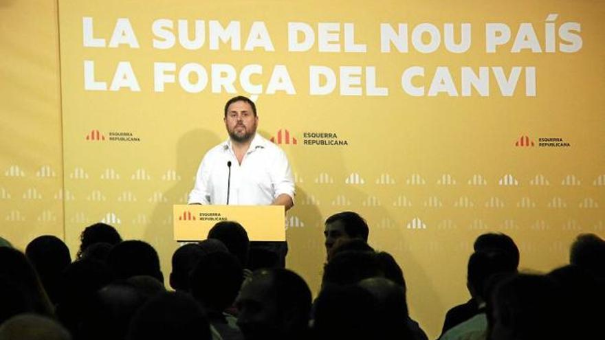 El president d&#039;ERC, Oriol Junqueras, durant la seva intervenció al consell nacional d&#039;Esquerra