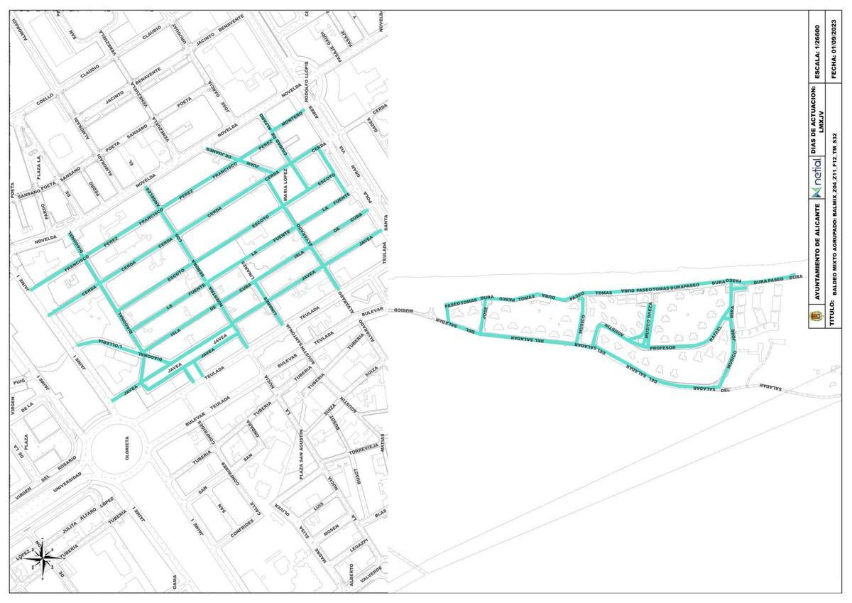 Mapa de la limpieza en Alicante: ¿cuántas veces se baldean las calles de mi barrio?