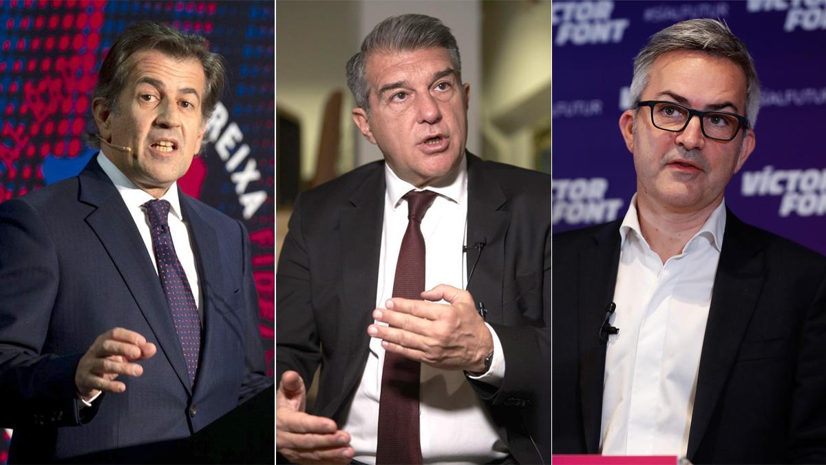 Toni Freixa, Joan Laporta y Víctor Font, candidatos en las elecciones a la presidencia del FC Barcelona