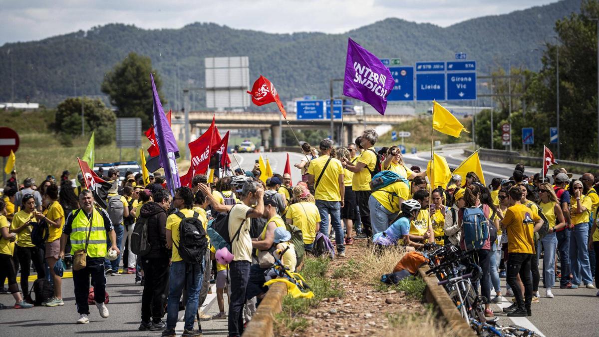 Les fots de la jornada de vaga dels docents a la Catalunya central aquest dijous