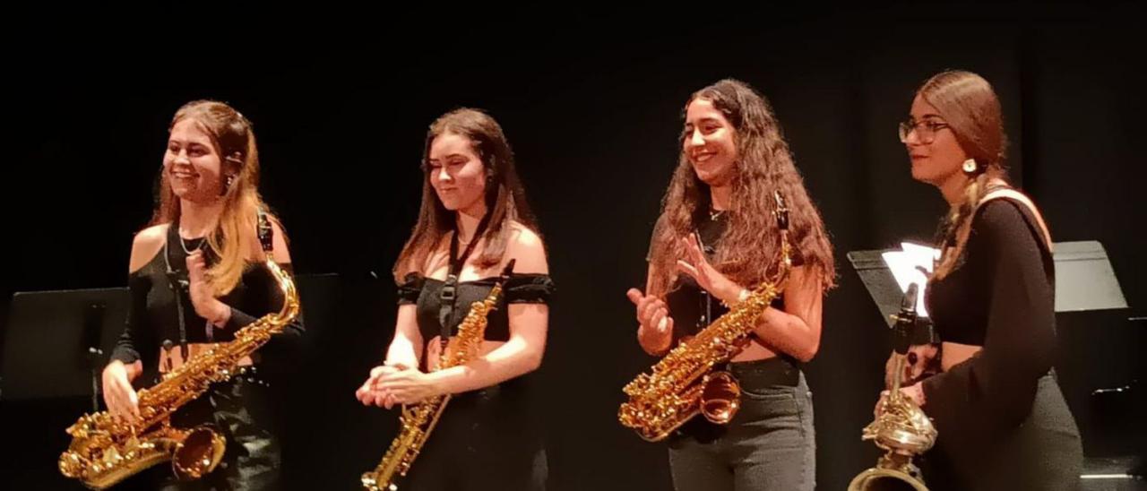 Les quatre saxofonistes en un concert de música de cambra. | CONSERVATORI D’EIVISSA