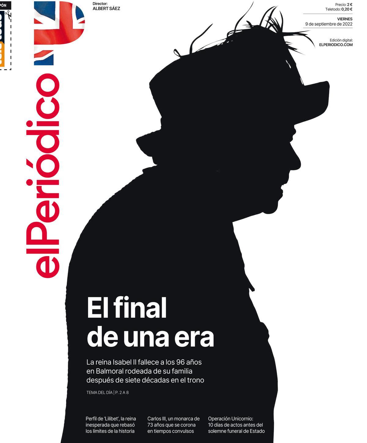 La portada d’EL PERIÓDICO del 9 de setembre del 2022
