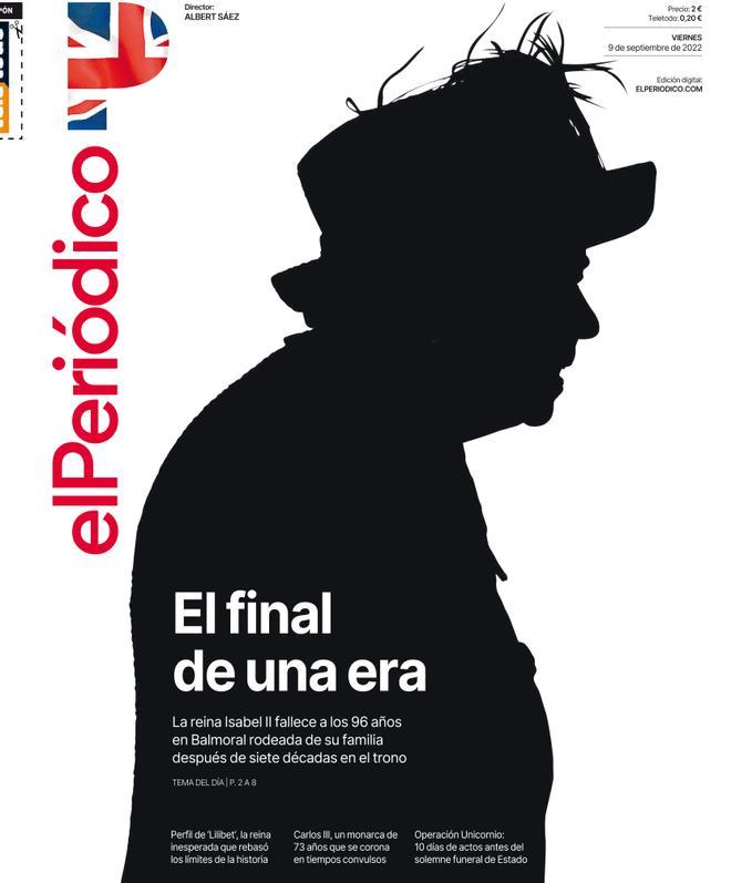 La portada d’EL PERIÓDICO del 9 de setembre del 2022