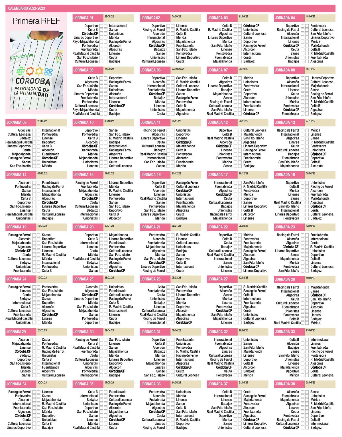 Calendario temporada 2022-23.