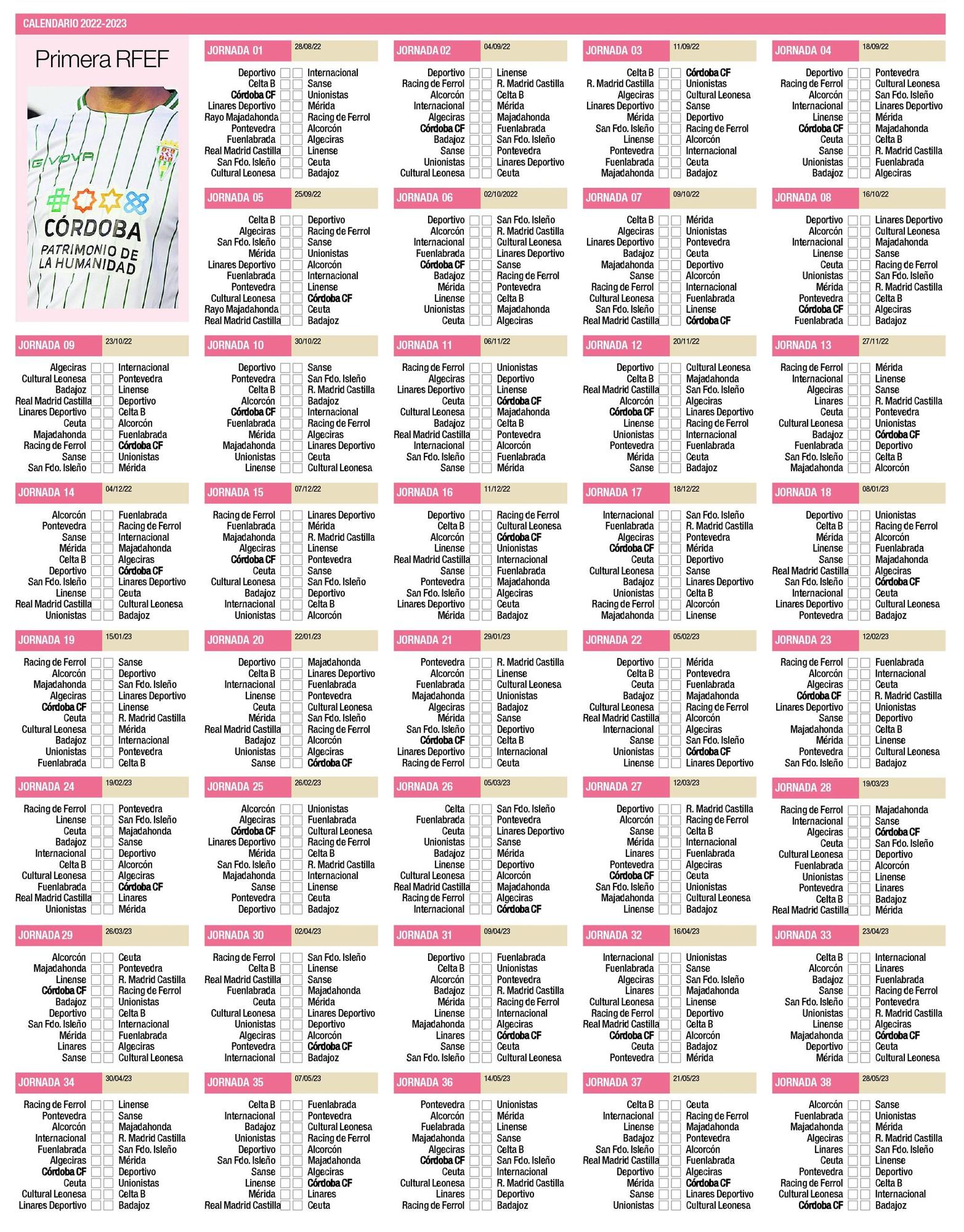 Calendario temporada 2022-23.