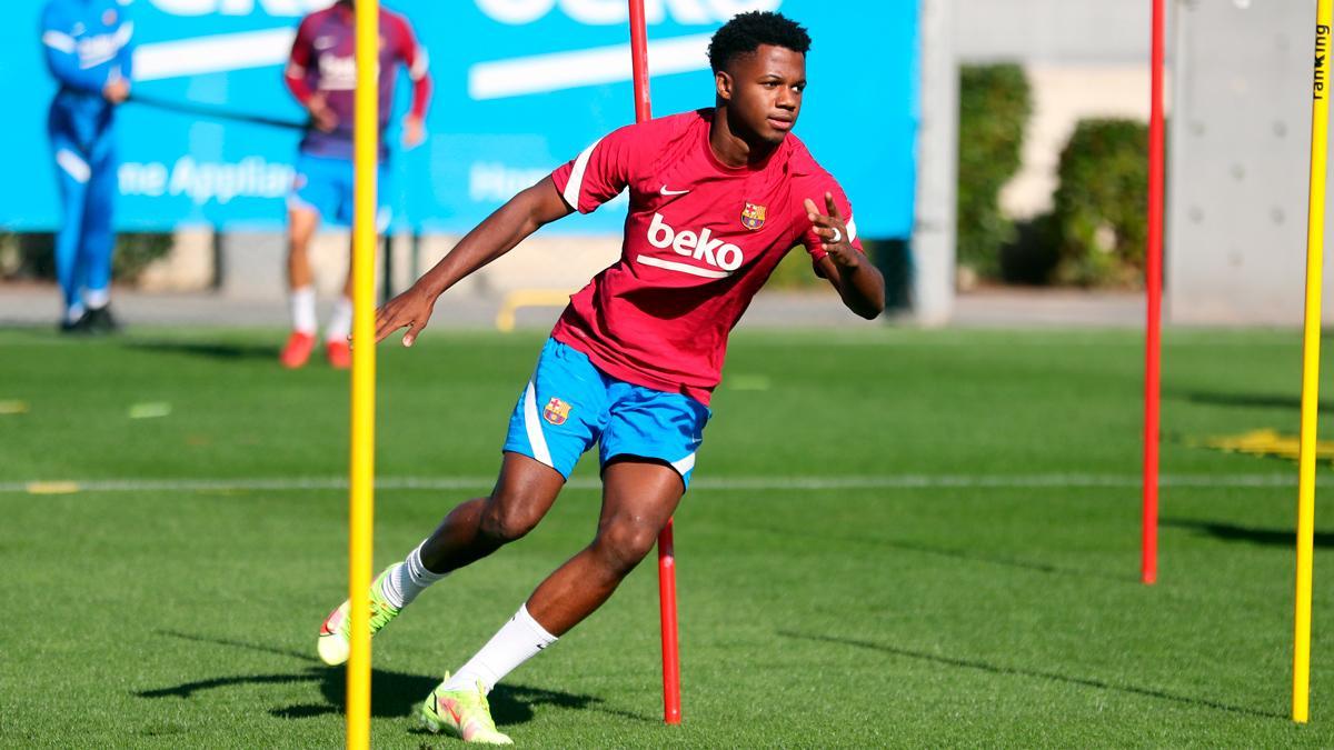 Ansu Fati, durante un entrenamiento