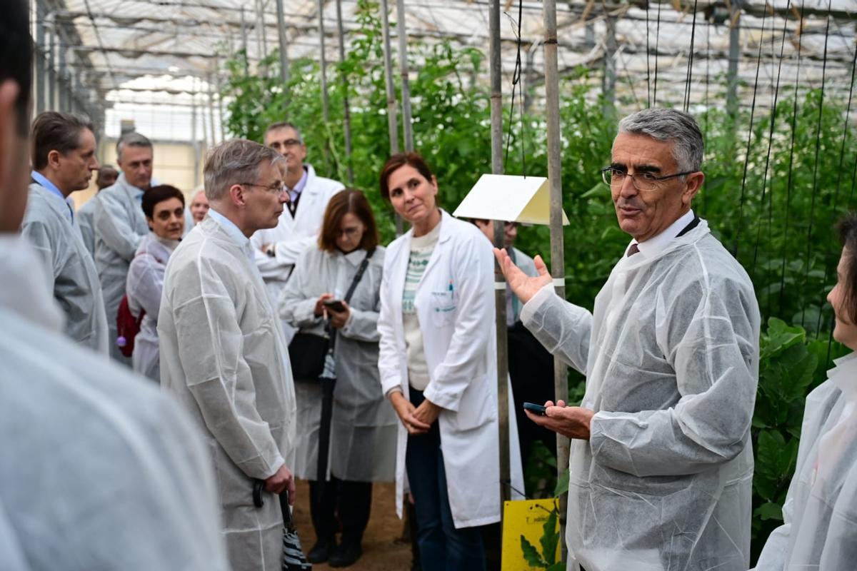 Roberto García, en la visita a uno de los invernaderos de la Fundación Cajamar.