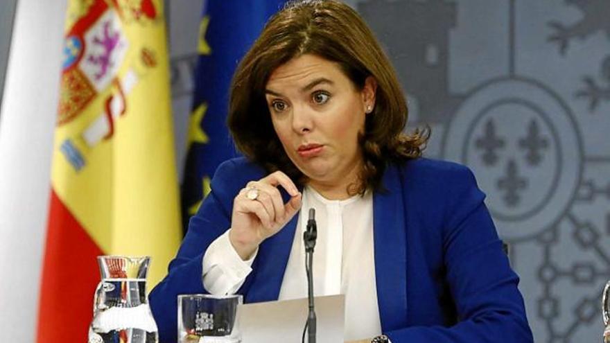 La vicepresidenta espanyola, ahir, després del Consell de Ministres