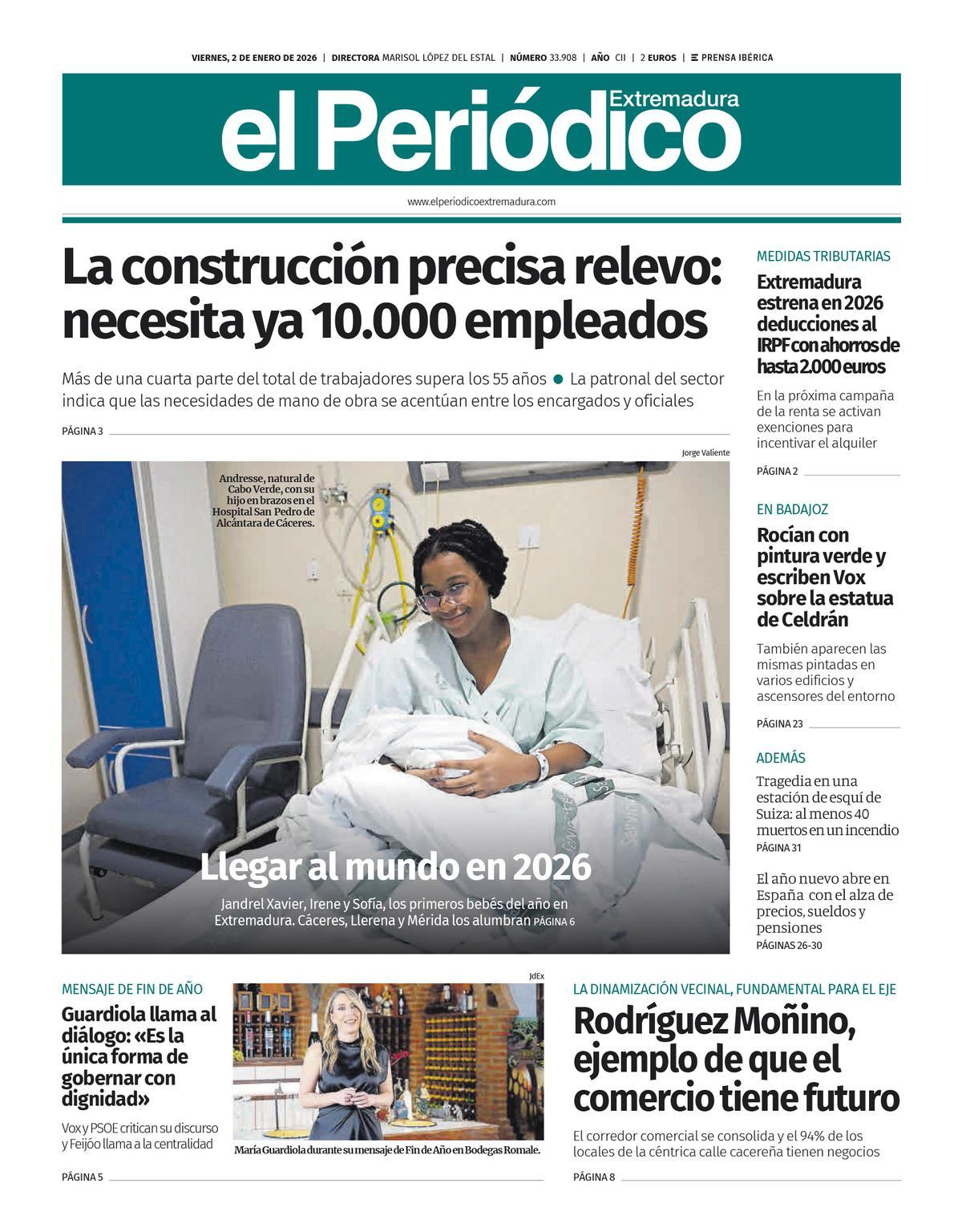 Consulta la portada correspondiente al día 02 de enero de 2026