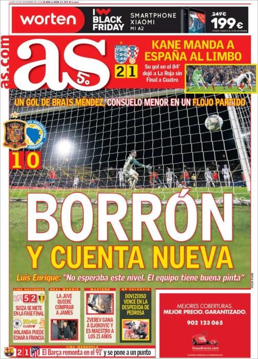 Portada AS lunes 19 noviembre 2018