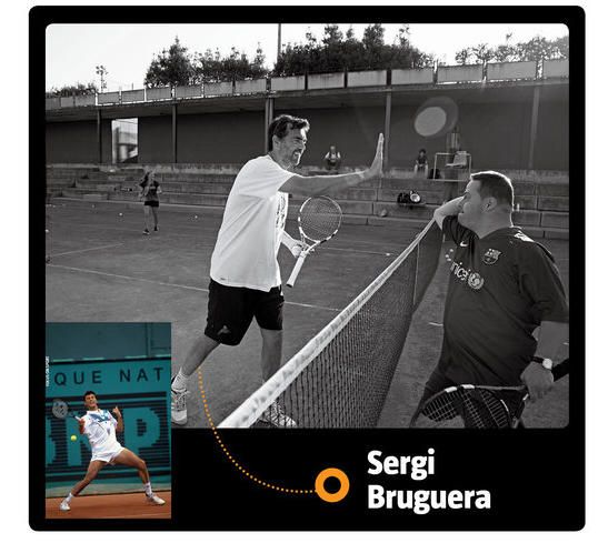 Sergi Bruguera Ganó Roland Garros en 1993 y 1994 y la medalla de plata en Atlanta’96. Ha creado escuelas de tenis para disminuidos psíquicos y entrena a jóvenes jugadores.