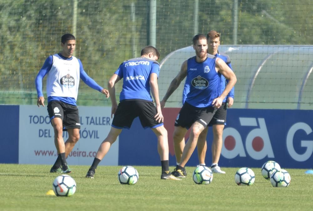 Entrenamiento en la ciudad deportiva de Abegondo el 16 de agosto de 2017.