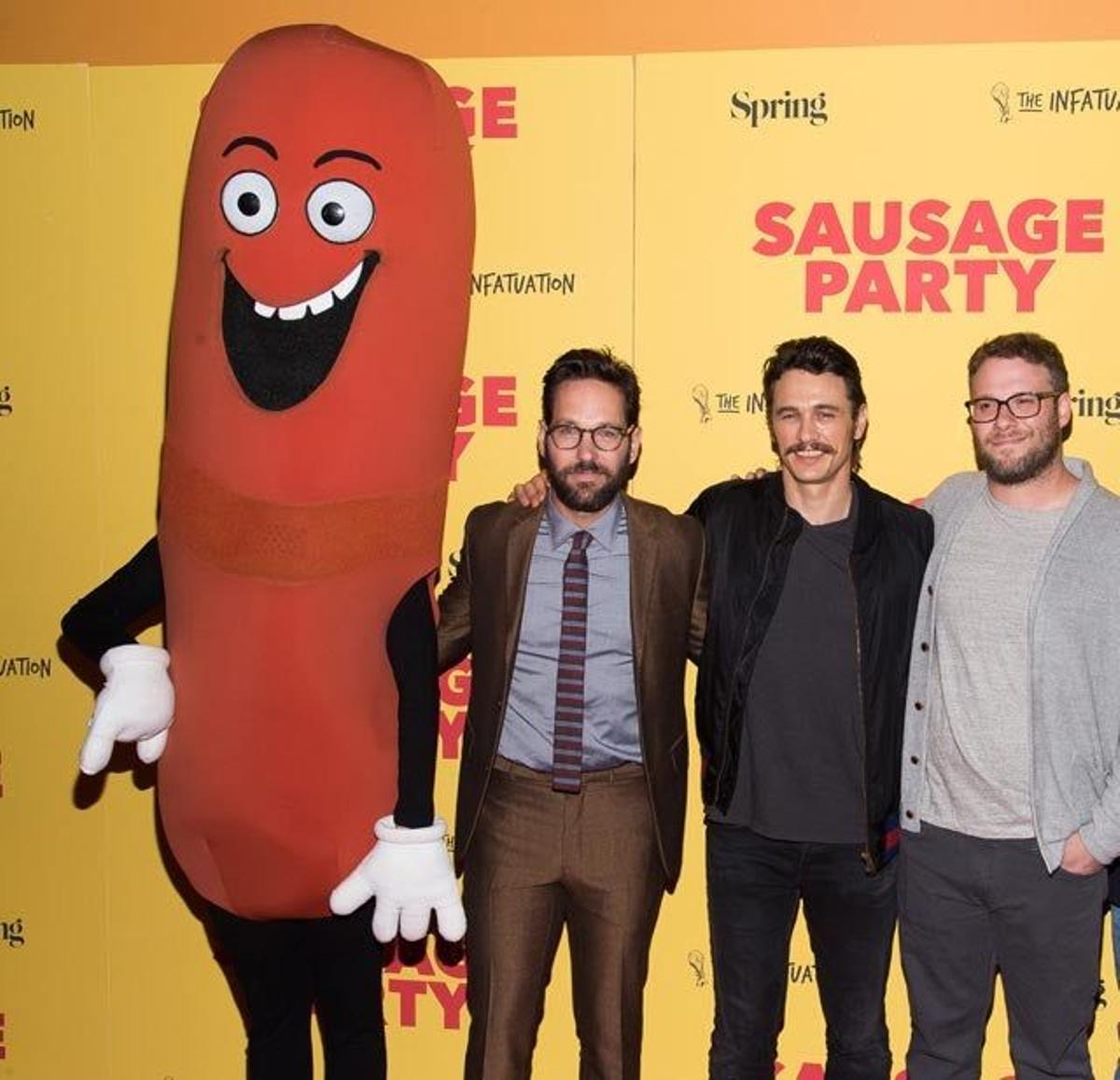 Paul Rudd, James Franco y Seth Rogen han presentado la película de animación 'Sausage Party'