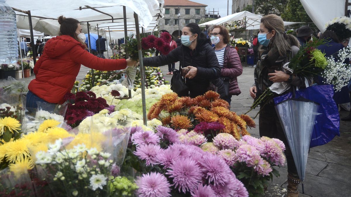 Puestos del mercado de flores en 2020.