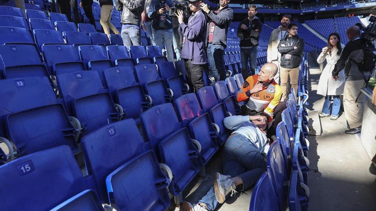 Instante del simulacro organizado por LaLiga y Cruz Roja.