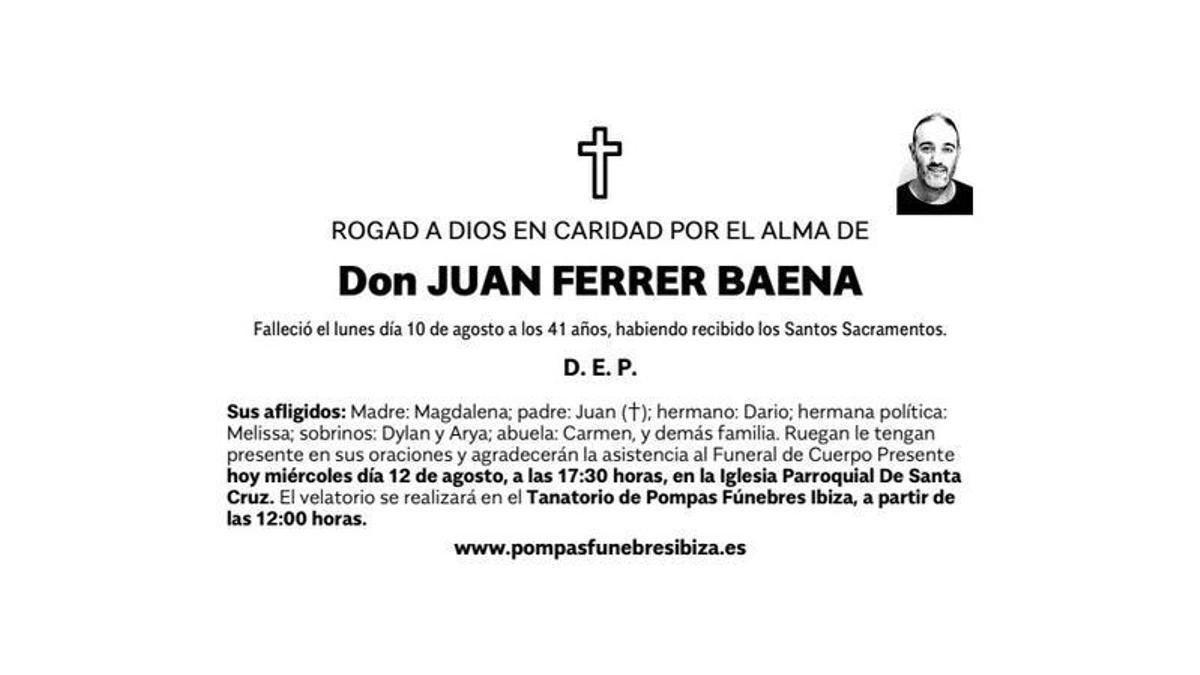 Esquela Juan Ferrer Baena