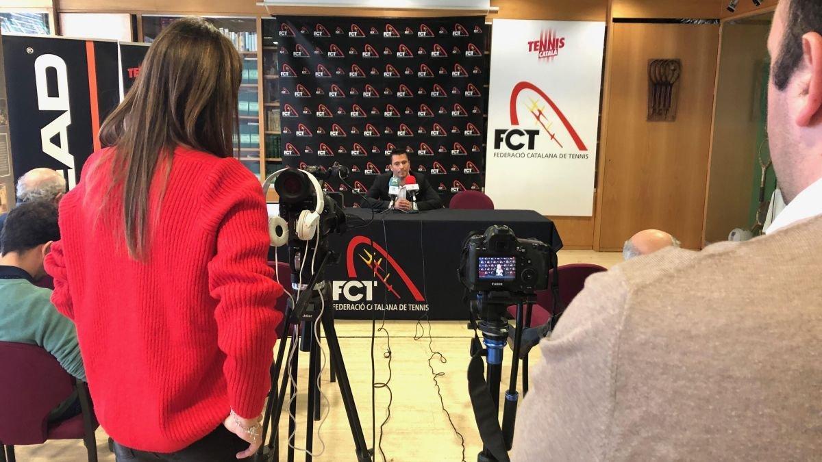 Jordi Tamayo, presidente de la Federació Catalana de Tennis, durante la rueda de prensa.