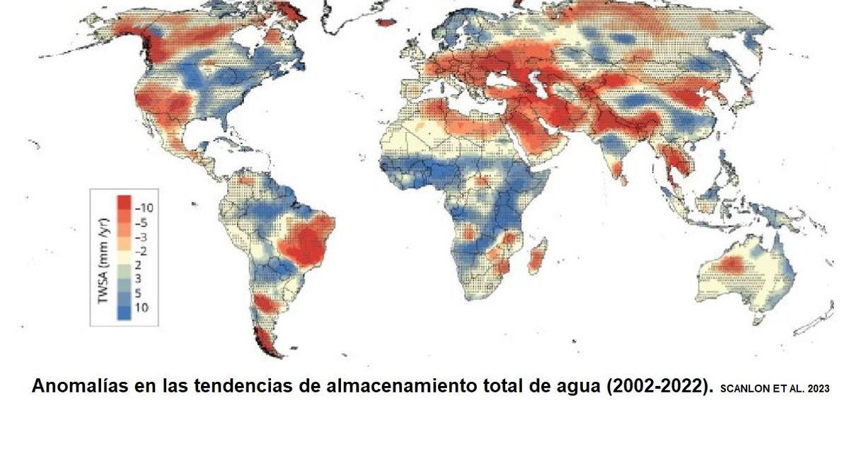 Anomalías en las tendencias globales de disponibilidad de agua