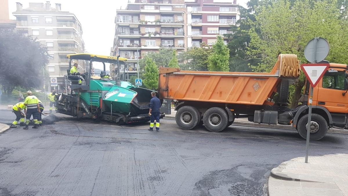 Tasques de pavimentació a Berga el 2019