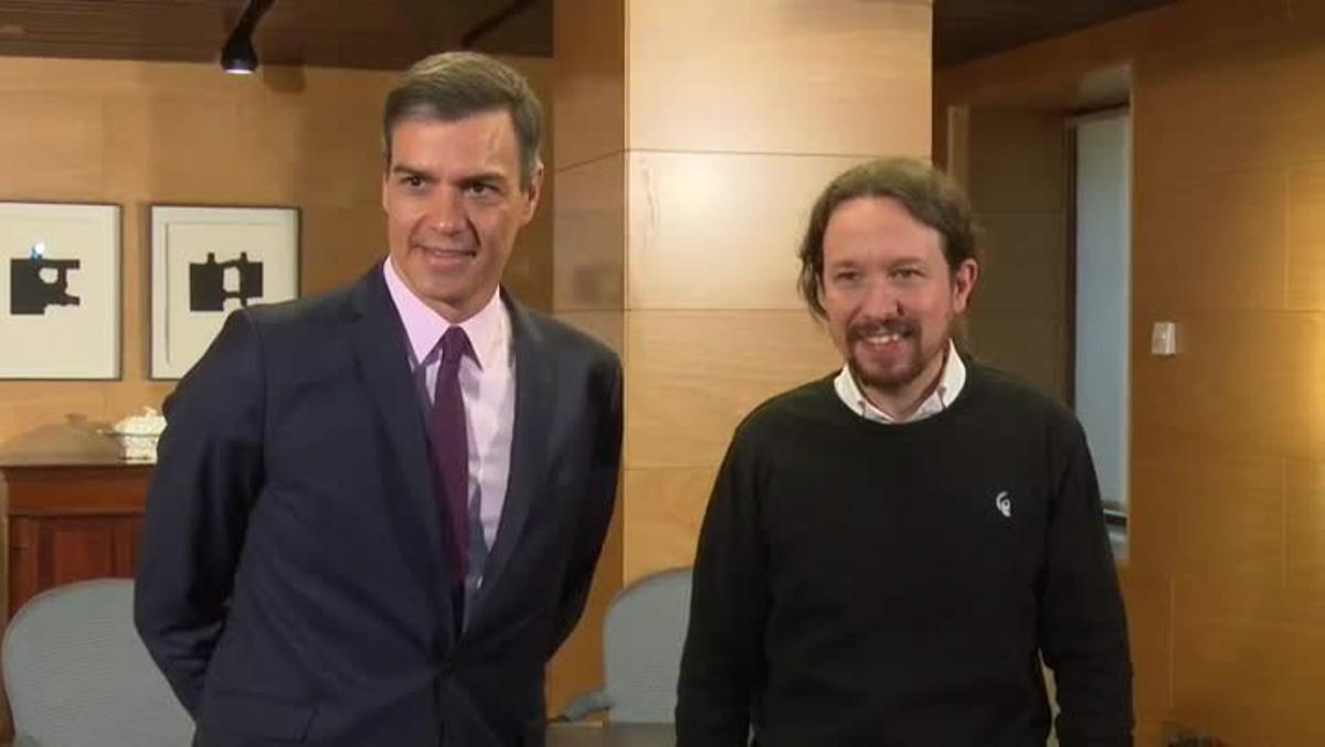 El presidente del Gobierno en funciones, Pedro Sánchez, está reunido desde las 10.10 con el líder de Unidas Podemos, Pablo Iglesias.