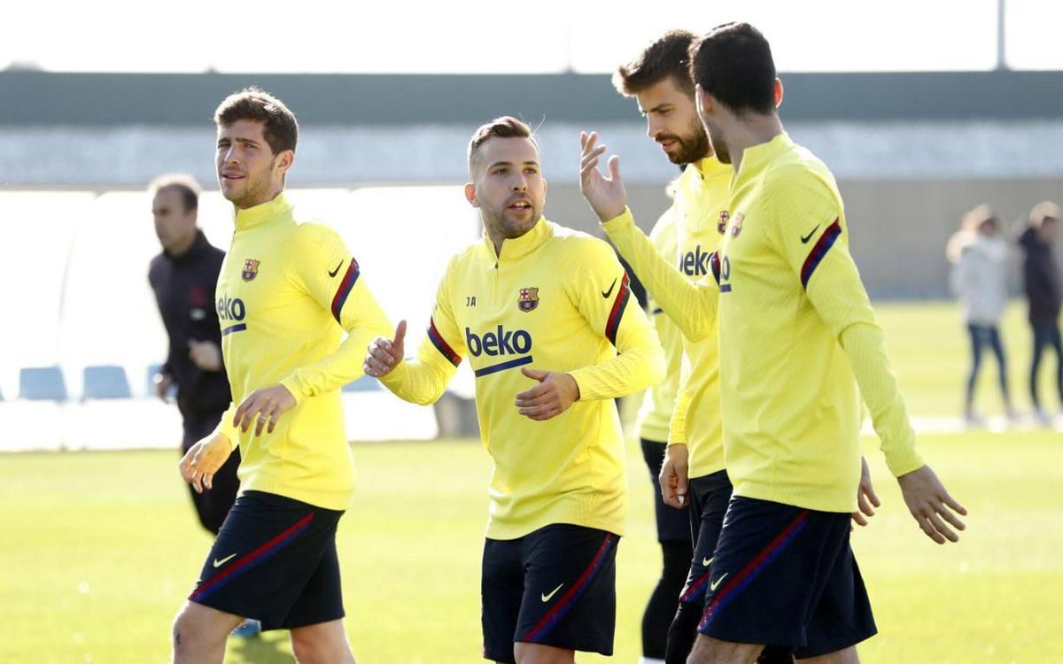Alba, Piqué y Busquets, durante su etapa en el Barça