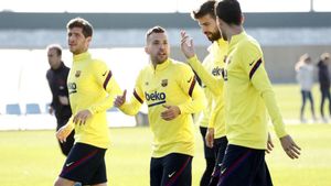 Alba, Piqué y Busquets, durante su etapa en el Barça