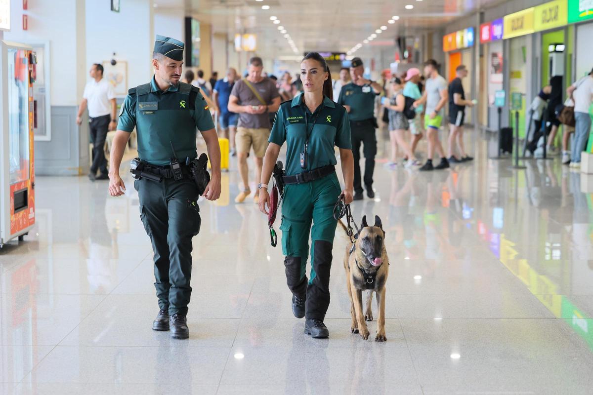 Civil Guard officers at Ibiza Airport.