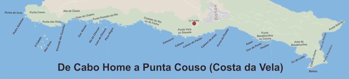 A toponimia costeira desde Cabo do Home a Punta Couso, a coñecida como Costa da Vela.
