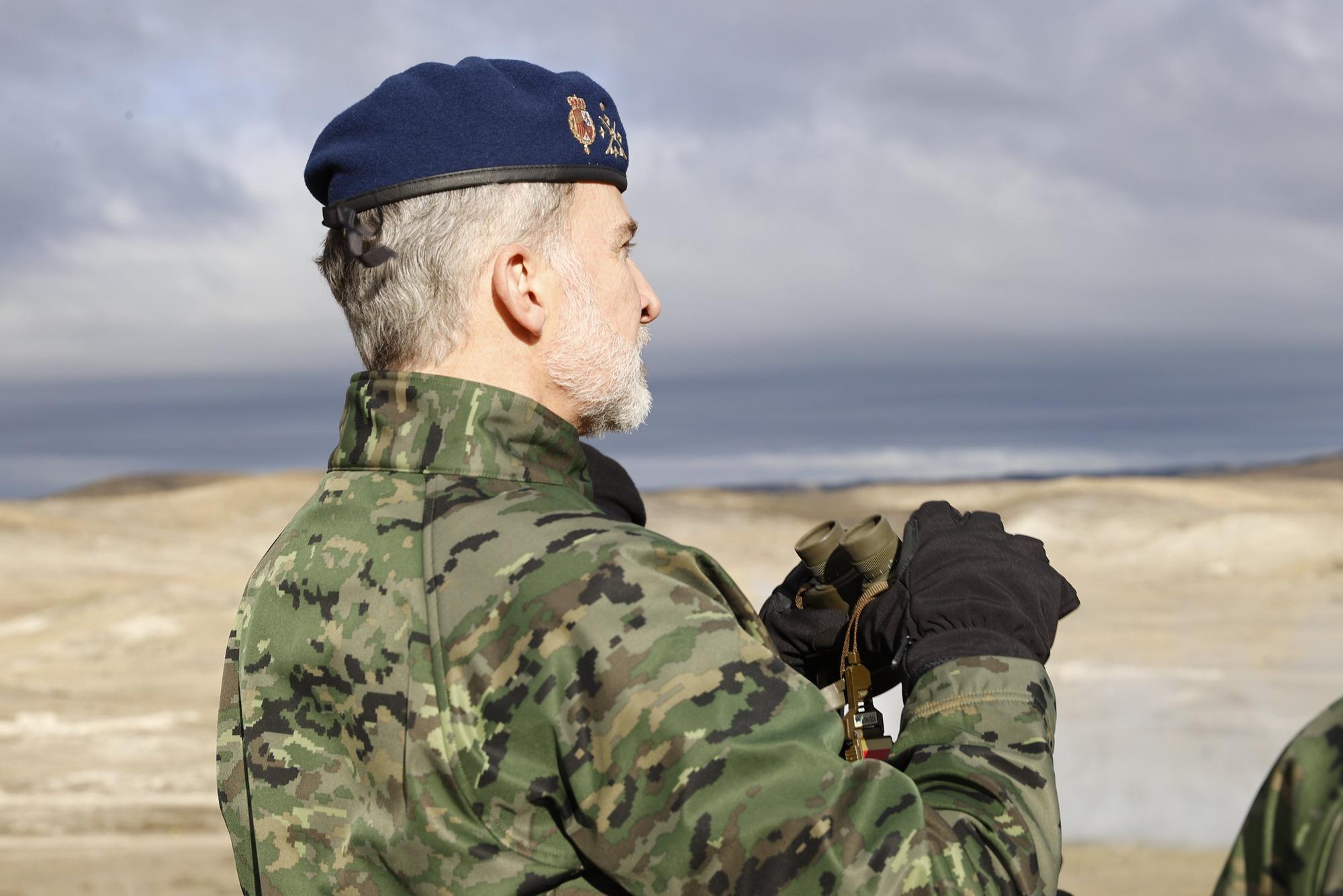 El rey Felipe VI asiste en Zaragoza a una exhibición militar con fuego real