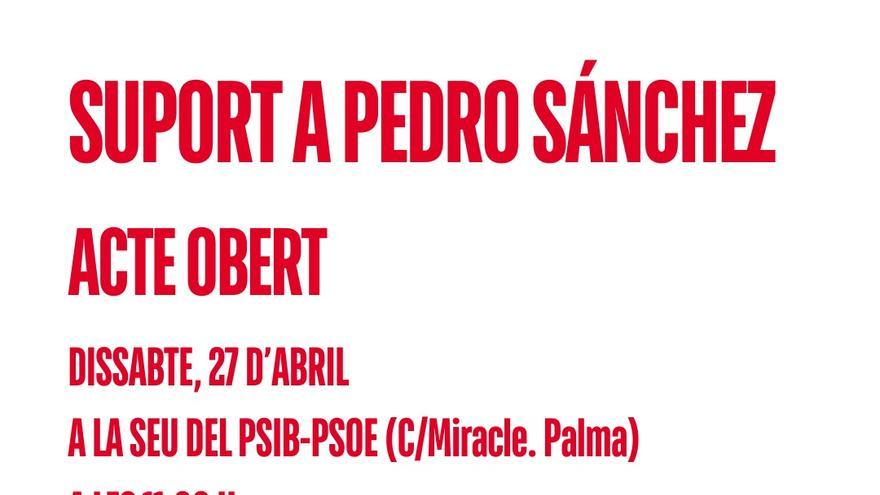 El PSOE balear organiza este sábado una concentración en Palma para apoyar a Pedro Sánchez