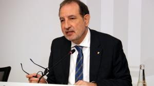 El conseller de Justícia i Qualitat Democràtica, Ramon Espadaler, durant la rueda de prensa de este miércoles